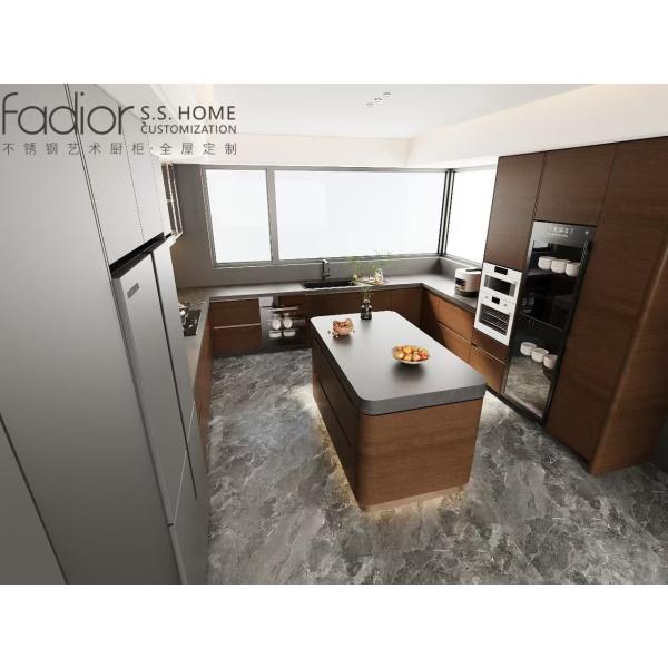 Urban Wood Grain Walnut Series Fadior Stainless Steel Custom Kitchen
