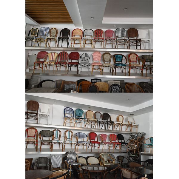 Cafe Chair Rattan Aluminium Metal Outdoor Bistro Chairs French
