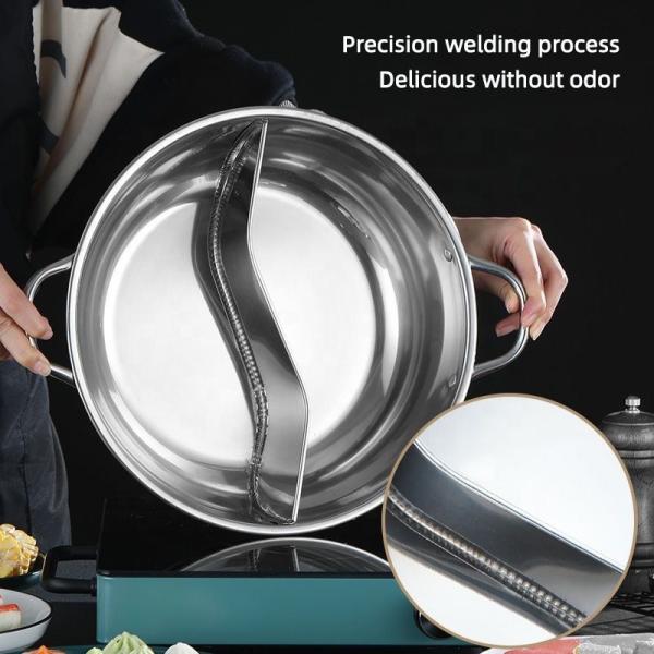 Wholesale Hot Selling Silver Flat Bottom Kitchen Stainless Steel Pot Cookware Cooking Hot Pot