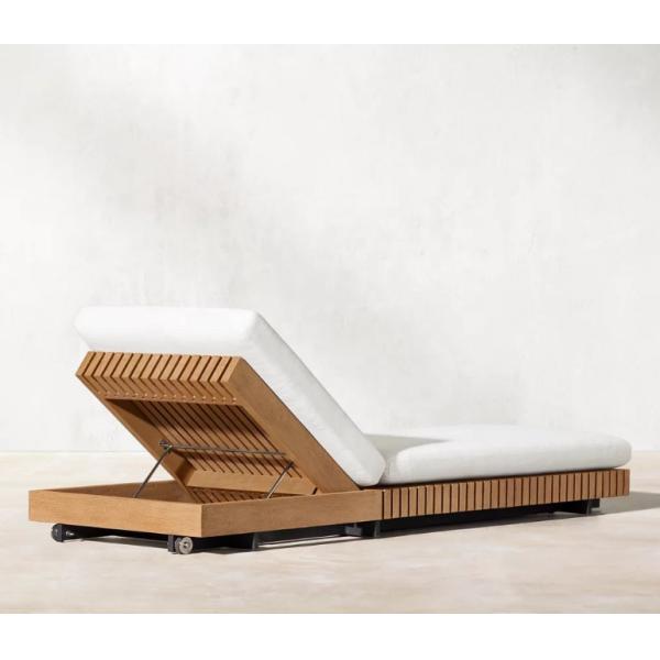 Modern Design Solid Wood Chaise Lounge Chair for Outdoor Furniture Sunbathing and Relaxing