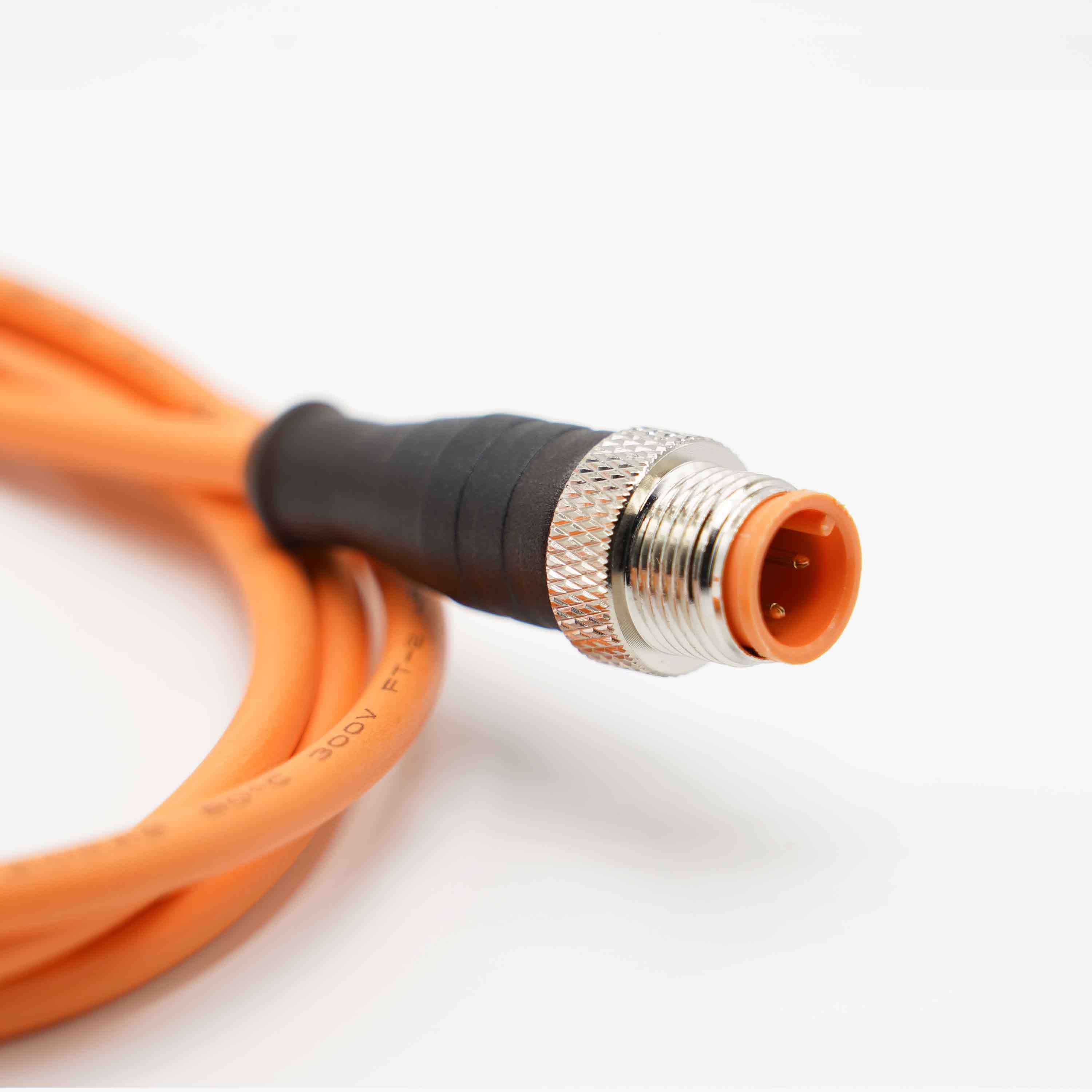 Keyed IP67 Waterproof M12 Cable Connector Assembly 2 Pin For BOM