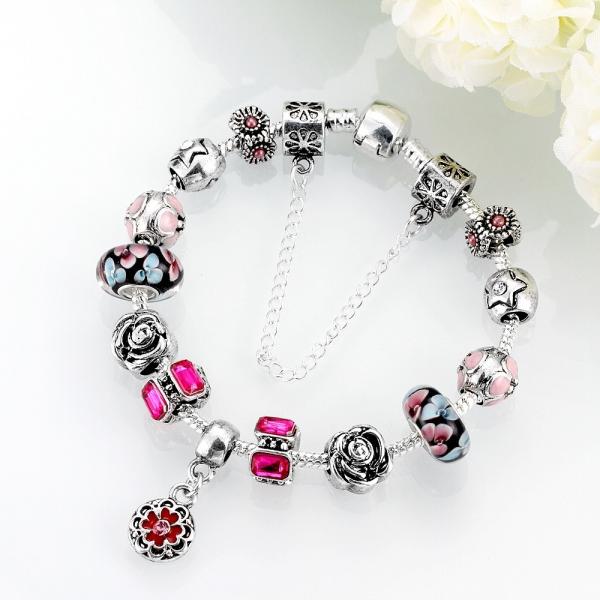 SJ Vogue Women Jewelry Accessories Colorful Petal Bohemia Ethnic Style Magnet Buckle Charm Glaze Bead Bracelet