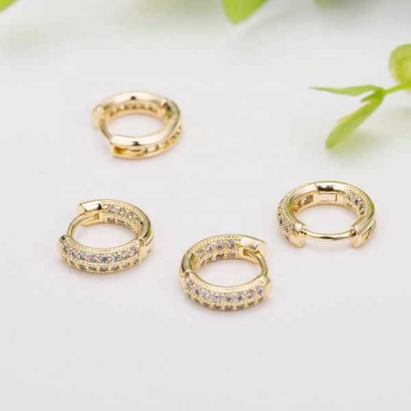 New Hot Sale 14k Gold Geometric Earrings Zircon-encrusted Jewelry Accessories Round Huggie Earrings Hoop Earrings