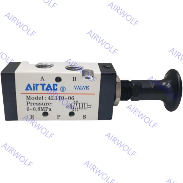 AIRTAC 5/2 Way Push pull Valve ,4L series 1/8 1/4 3/8  Pneumatic Manual Hand valve