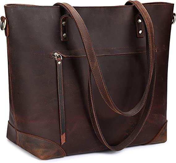 S-Zone PU Vintage Leather Shoulder Purse Bag Includes Drawstring