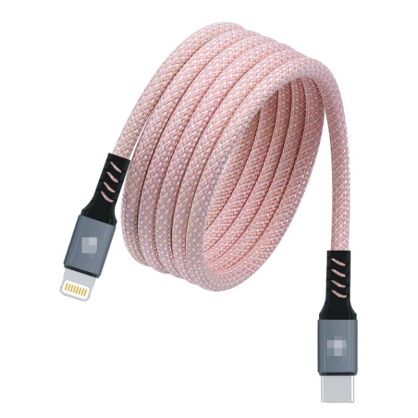 Cable de carga magnético trenzado de nailon C-C20V3A 60W máx./C-L 9V3A 27W máx., resistente y sin costuras