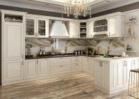 Luxury  Primery Solid Wood Kitchen Cabinets In L Shape And With Tall Cabinet