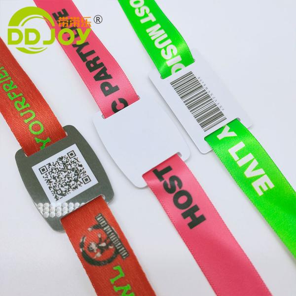 Custom Size and Logo RFID Polyester/Ribbon Wristband for Concert Party Festival Events