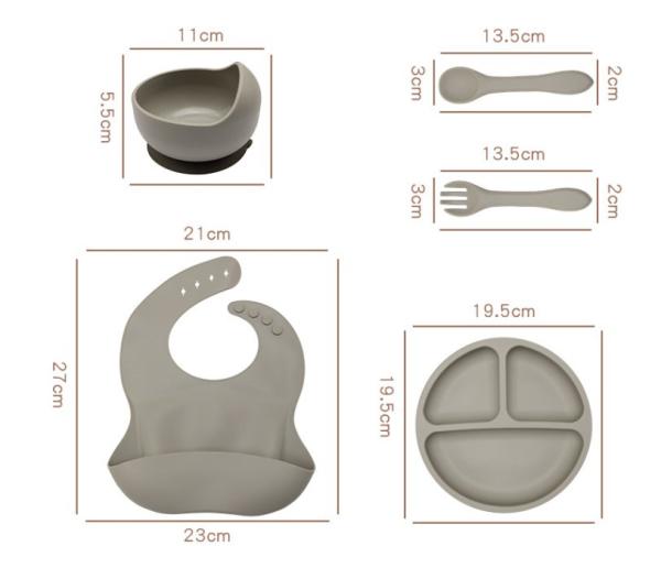 Food Grade Silicone Baby Plate Set Top Seller Newborn Gift Set with None Design Style