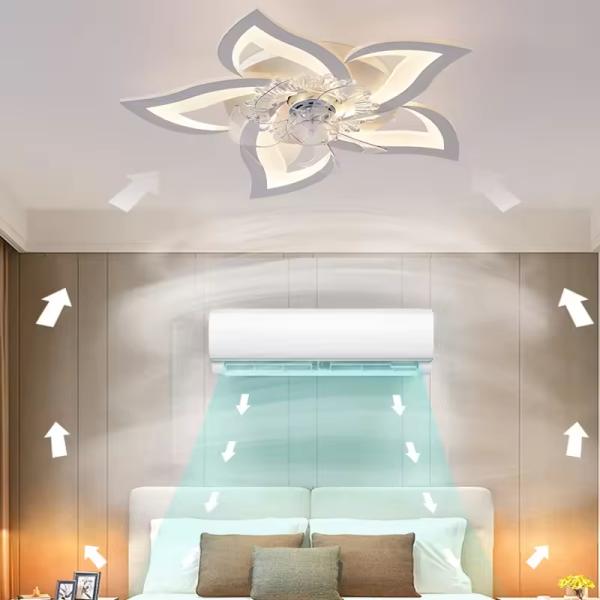 Éclairage intelligent, luminaires intérieurs modernes montés sur la surface des fleurs Cuisine Chambre à coucher Salle de séjour Lampes de ventilateur LED