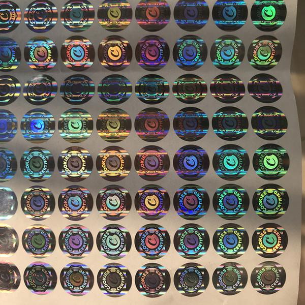 Newly hot sell cookies bag with holographic cookies stickers the smell proof Mylar bag for weed packaging