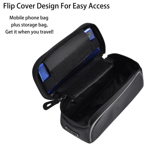 Top Tube Bag Phone Holder Bag With Headphone Hole Window Holder 8x3.2x4.75