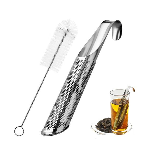 Stainless Steel Long-Handle Spice Strainer Mesh Pipe Tea Infuser for Kitchen Supplies