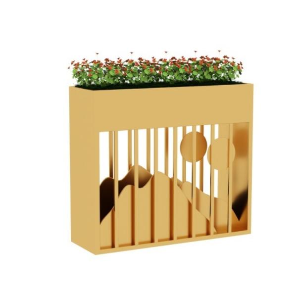 Large outdoor rectangle luxury planters boxes with lamp