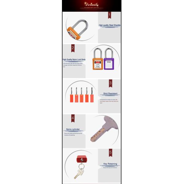 8 Colors Safety Lockout Padlocks With Triple Coated Hardened Steel Shackle