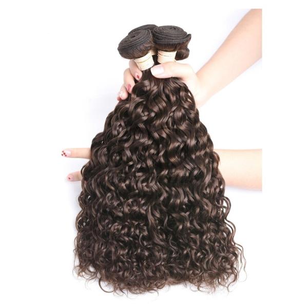#4 Medium Brown Water Wave Remy Human Hair Bundles Sew In Weave Bundles Brazilian Bundle Deals