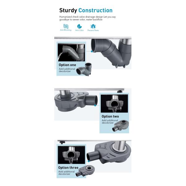 OEM Linear Shower Floor Drain With Hair Strainer Satin Polished Finish