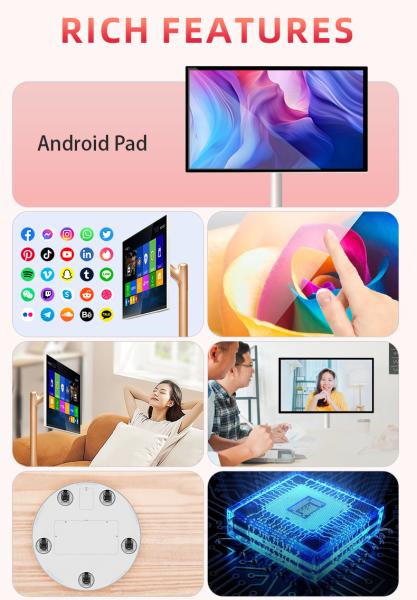32 inch 8G+128G Portable TV, Ultra HD Experience, Battery-Powered Mobile Smart Screen - Rolling Display for Recipes & Workouts, Follow Me Screen