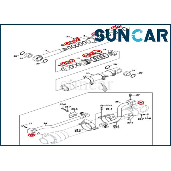31Y1-20340 Кувшин гидравлический цилиндр уплотнитель комплекты подходит для экскаватора Hyundai R160LC-7 R180LC-7