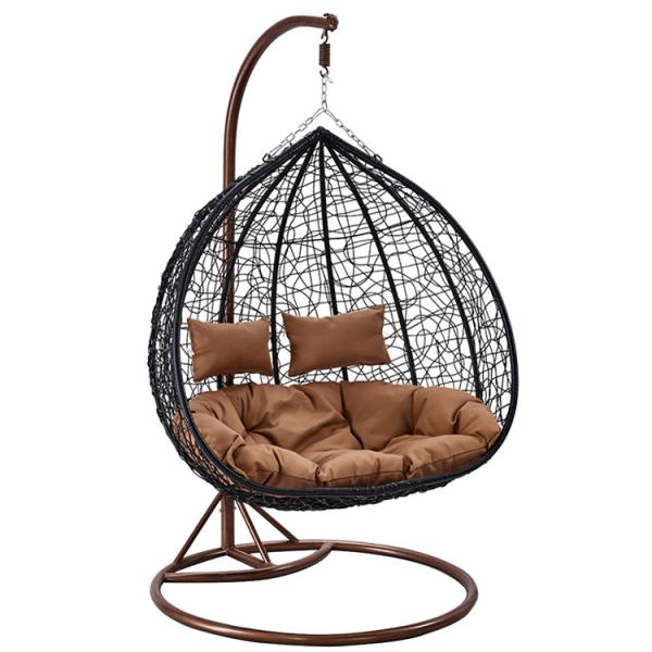 Outdoor Furniture Garden Hanging Rattan Swing Chair Modern Design Style Double Soft