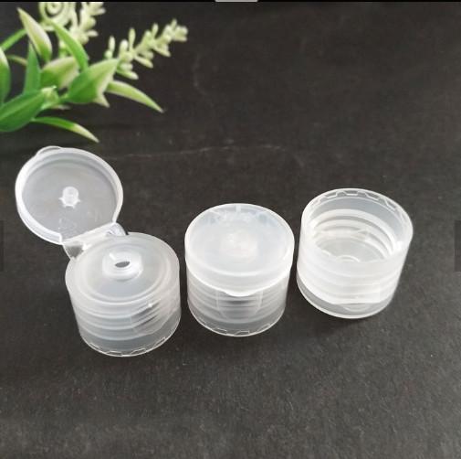 Plastic Screw Flip Top Bottle Caps , Transparent Cosmetic Bottle Caps For Lotion Product