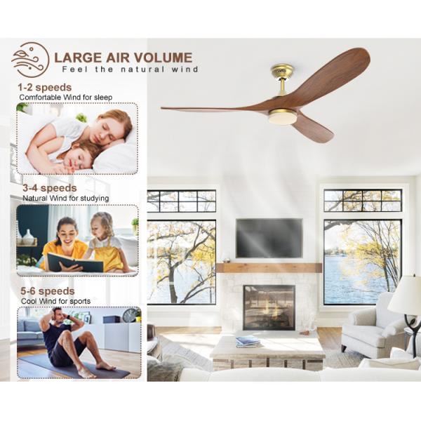 Ventilador de teto LED interior de 10 lâminas de madeira com iluminação personalizada ODM e controle remoto