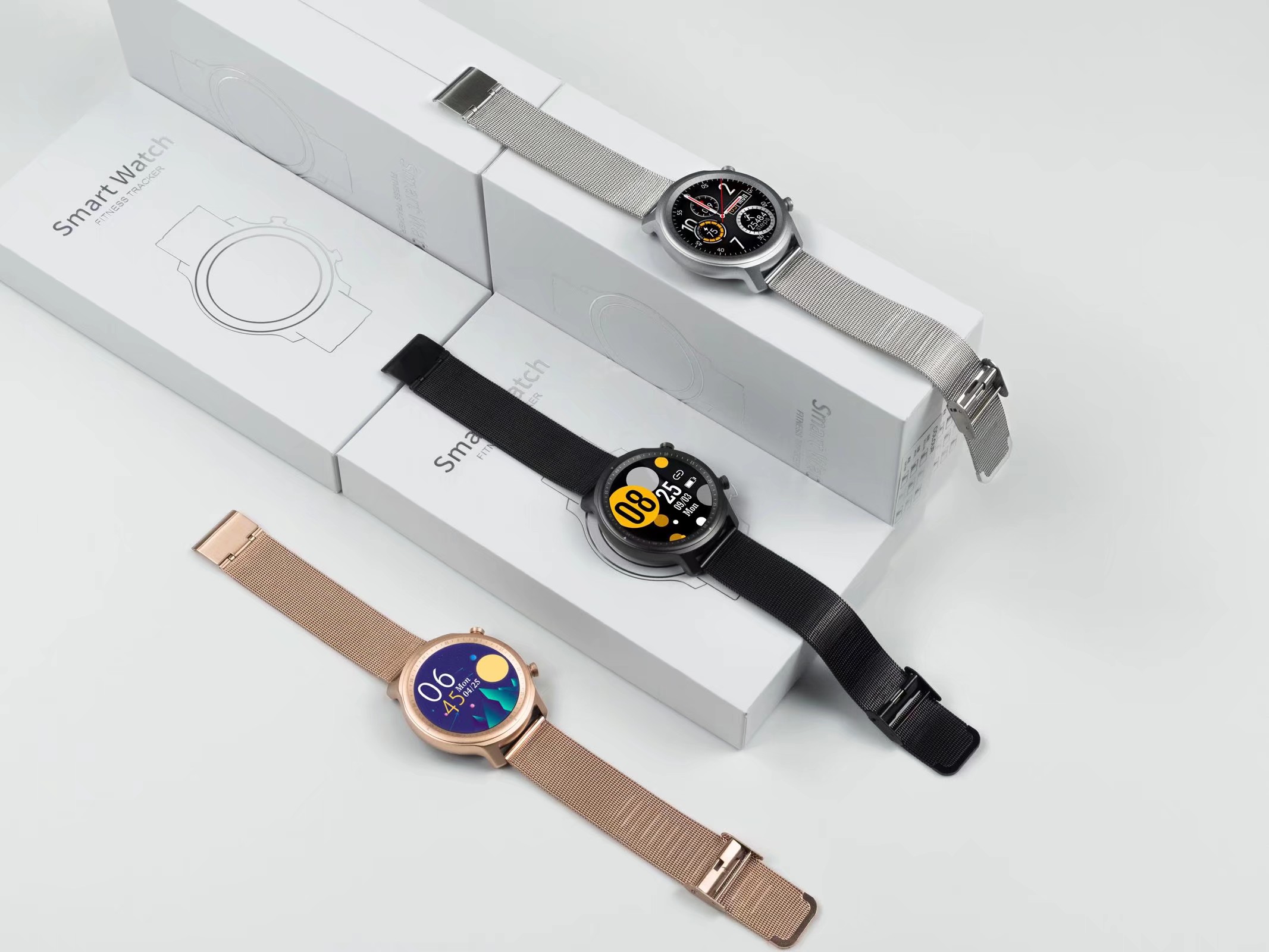 Smartwatches стороны 1.28in Smartwatch периода круглых женский с напоминанием календаря