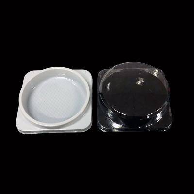 Food Grade PET Mousse Cake Packaging Box With Clear Lid And White Base