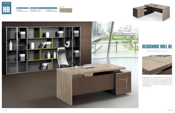 Melamine Panel Wooden Style Executive Desk With Side Cabinet 5 Years Warranty