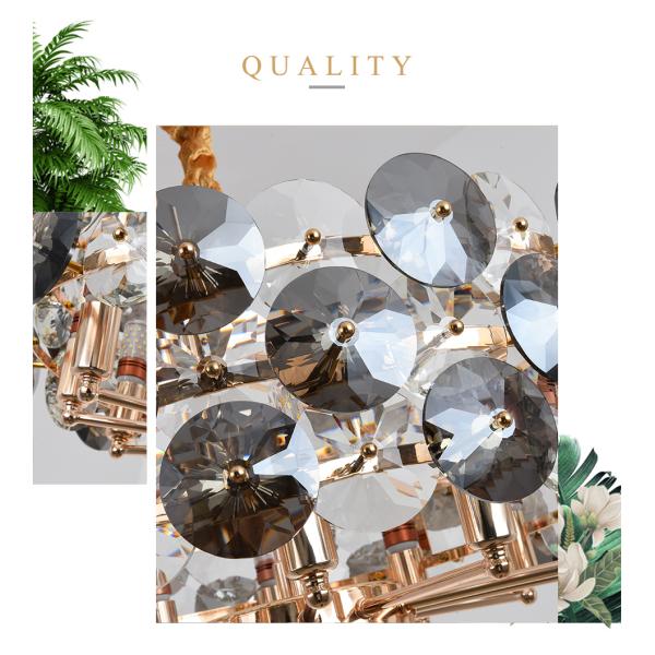 Modern smoke gray crystal chandelier in the living room contemporary chandelier(WH-CY-191)