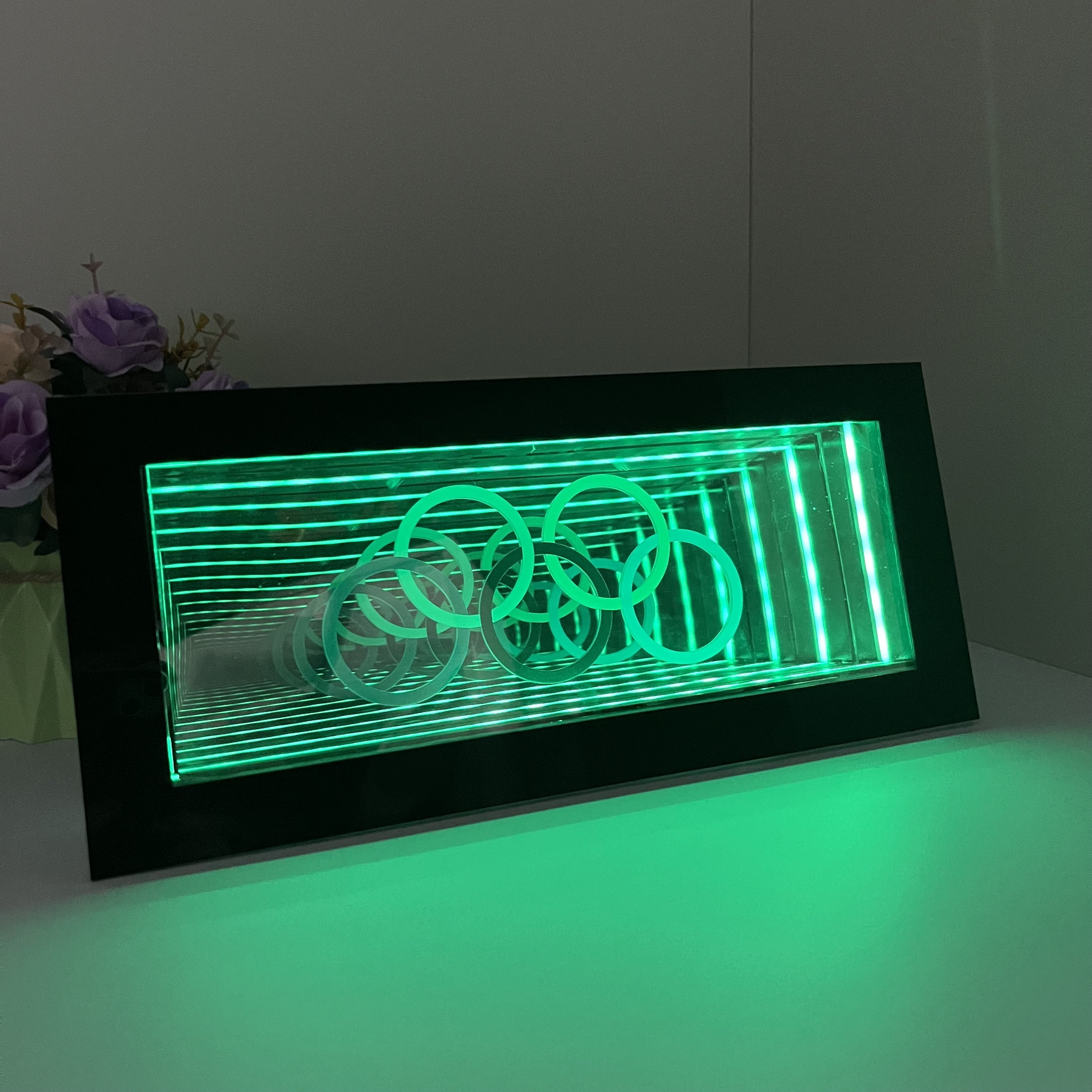 Available in custom sizes acrylic semi-transparent infinity mirror for abyss tunnel lights acrylic wedding card