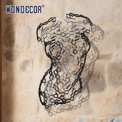 Quadrado Splicing Escultura de aço inoxidável abstrato Decoração de parede do tronco feminino
