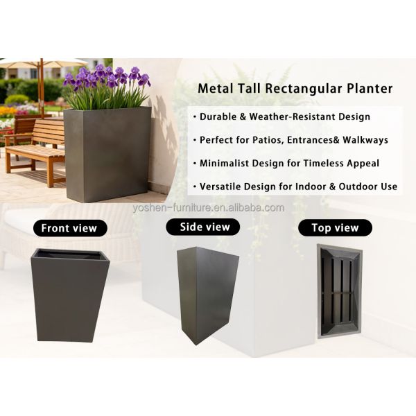 23'' Commercial Large Aluminum Rectangular  Planter Box  With Drainage Holes for Commercial & Residential Landscaping