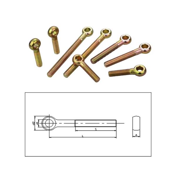Yellow Plated Galvanized Carbon Steel DIN444 Eye Bolt For Heavy Duty Applications