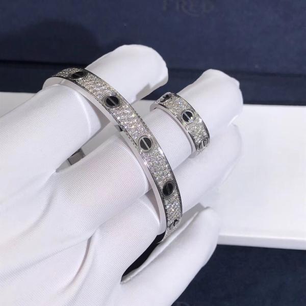 Factory Custom Fine Jewelry 18k White Ogold LOVE Bracelet, Diamond-Paved, Ceramic Bracelet