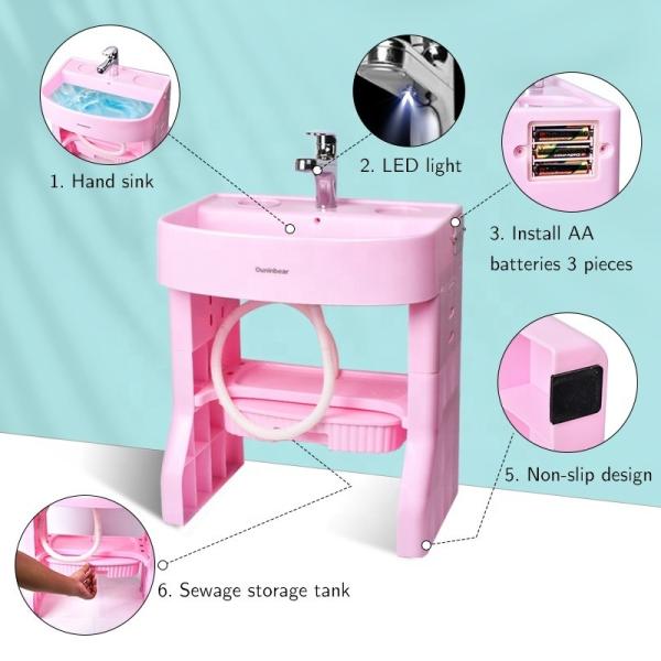 Large Square Type Children's Washstand Hot Selling Safety Standards White / Pink Color Customized