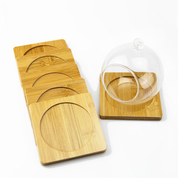Natural Wooden Blank Bamboo Coasters For Mug Cup Anti Scratch Table Mat