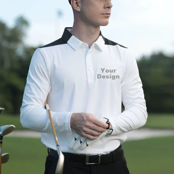 Men's High Stretch Polyester Spandex Golf Long Sleeve Top OEM Custom Sport Apparel