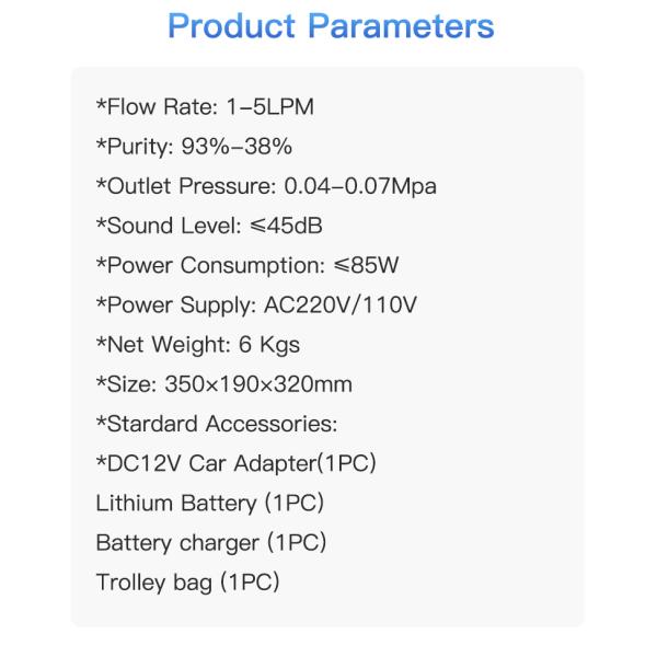 Концентратор кислорода скорой помощи головной боли 85W 5LPM медицинский