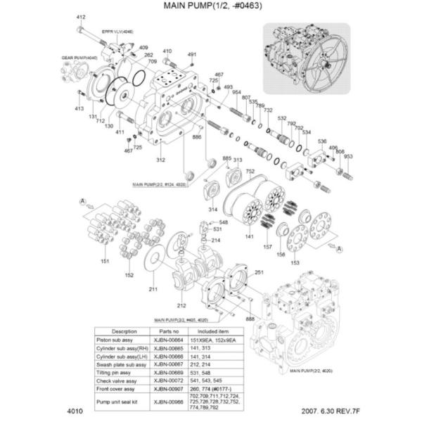 Гидронасос поршеня R450-7 K5V200DPH отстраивает заново набор JS330