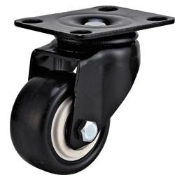 light duty 2 threaded stem black PU caster, 2.5 inch, 3 inch PU castor, small caster, lacque caster