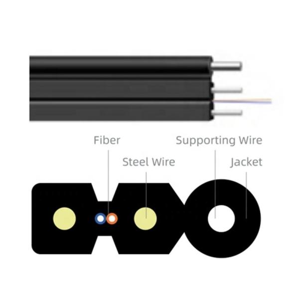 FTTx Fiber Optic Distribution Wooden Drum Indoor Flat Drop Cable with 1