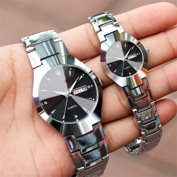 5ATM Waterproof Couple Quartz Watch , Sandproof Diamond Couple Watches