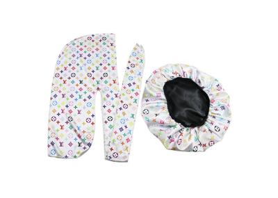 LV Hair Silk Satin Designer OEM Durag And Bonnet Set