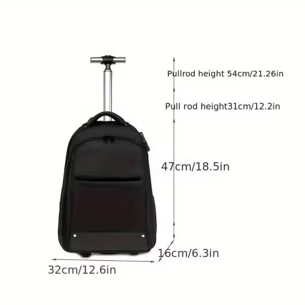 Customized Logo Men's Travel Trolley Backpack with Wheels and Anti-Theft Protection