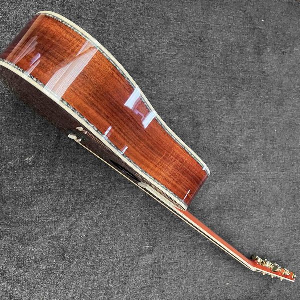 Custom 6/12 Strings Solid KOA Back Side Abalone Binding Acoustic Guitar with Customized Logo in Abalone