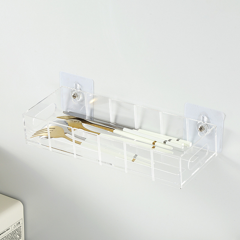 Acrylic Wall Hanging Cup Cover Storage Box Cup Cover Drain Organizer Removable Partition Flat Bottom Cup Cover Storage Rack