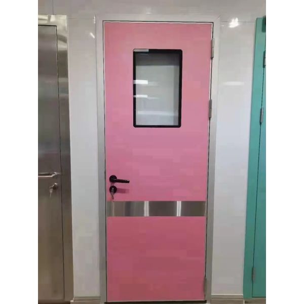 Airtight Manual Hospital Clean Room Door Powder Coated Steel Medical Door