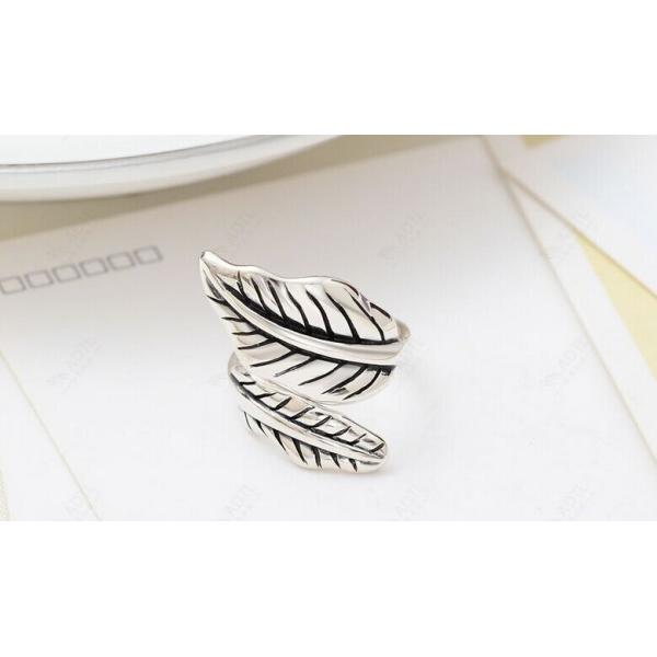 Exaggerated retro fashion boutique for men and women leaves the ring Thai silver jewelry