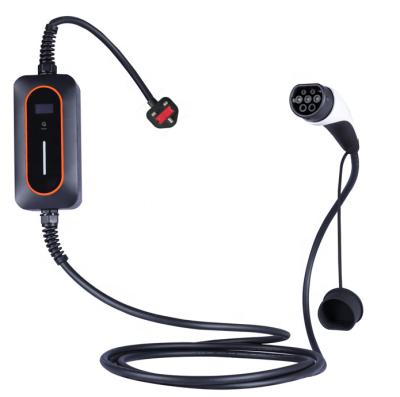 Tipo 2 Carregador de EV portátil 8A 10A 13A Ajustável com Plug e LCD do Reino Unido